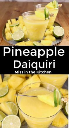 pineapple daiquii in the kitchen with limes