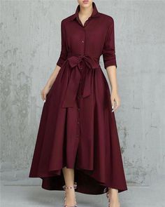 Solid Color Pleated Asymmetrical Tie Waist Maxi Dresses Plus Size Herbst, Tie Waist Maxi Dress, Robin Wright, Retro Pin Up, High Waist Dress, Styl Retro, Dresses Elegant, Mode Hijab, Ladies Dress Design