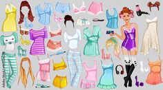 an image of clothes and accessories for barbie dolls