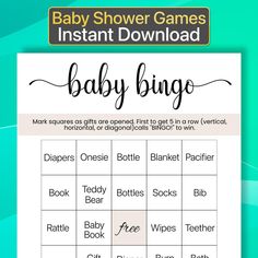 baby shower game with the words baby bingo on it