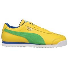 PRICES MAY VARY. Leather upper with suede overlays Lace up closure Cushioned footbed Rubber outsole These Roma Brazil Sneakers Have A Bright Color That Catches Attention. Get Into Style Wearing These. Yellow Sneakers, Lace Up Sneakers, Puma Mens, Shoes Casual, Sneakers Shoes, Bright Color, Puma Sneaker, Casual Sneakers, Sneakers Fashion