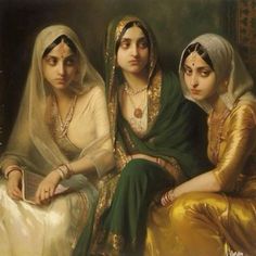 Women Paintings Classic, Old Indian Paintings, Indian Fantasy Art, Indian Paintings Traditional, Indian Ancient Art, Sobha Singh, Indian Woman Art, Traditional Art Painting, Women Culture