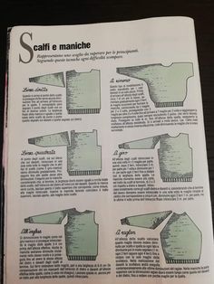 an open book with instructions on how to make sweaters