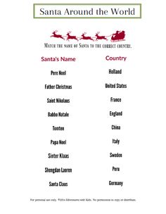 the santa's name is shown on this sheet