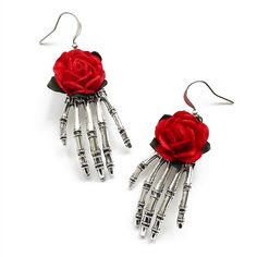 PRICES MAY VARY. ✦ Specifications - Skull red rose flower earring size is 40*20 mm, total weight: 8.4g for dangle earrings,Lightweight, fishhook finding back, the size and weight fit for most women, cool girls. Packaging: A pair of skull black rose earring and 1 x exquisite jewelry gift box. These earrings feature a skull element with a unique process that gives it a vintage gothic look, well-made high quality piercing dangle earrings jewelry perfectly reflects the beauty of the female sexy earl Holiday Gifts For Men, Skeleton Earrings, Jewelry Gothic, Gothic Gifts, Alternative Jewelry, Gothic Earrings, Earrings Halloween, Skull Hand, Rose Pendant