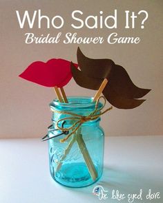 two paper birds in a jar with the words who said it? bridal shower game