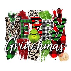 an angry grin face with the words merry christmas written in red, green and black