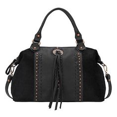 Premium Quality American West Cow Town Black Hair-On Leather Zip Satchel Bag, Womens Bags Handbags Gothic Western, American West Handbags, Western Bag, Western Handbags, Convertible Bags, Leather Satchel Bag, Hand Tooled Leather, American West, Purse Charms