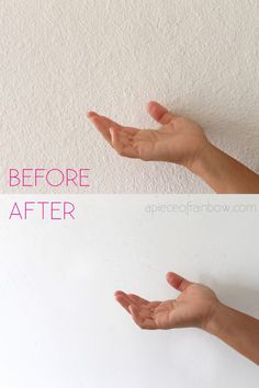 two hands are shown with the words before and after painted on their walls in pink