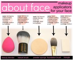 Reference guide for makeup applicators Makeup Brush Uses, Makeup 101, Types Of Makeup, Face Makeup Brush, Makeup Guide, Makeup For Beginners, Makeup Application, Beauty Blender