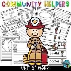 a firefighter worksheet with the words community helpers in front of it