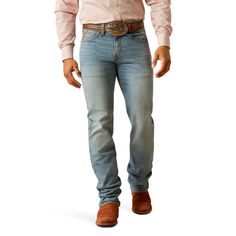 Cowboy tested, cowboy approved, our Pro Series jeans can handle hard work and hard wear. Twice as durable as traditional denim and reinforced in key areas, they have classic Western styling and a simple back pocket. The straight-leg M7 is slim and modern without being tight or restrictive. M7 Slim Stretch Pro Series Ray Straight | Product Features : 0 : Loop Lock® reinforces the back belt loop for extra durability, 1 : No-rub comfort inseam with flat construction, 2 : Heavy-duty zippers and hard Western Outfit, Straight Pants, Hard Work, Straight Jeans, Stretch Denim, Straight Leg Jeans, Leg Jeans, Product Features, Heavy Duty