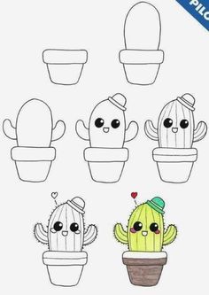 some cute little cactuses with hats on their heads and one is wearing a hat