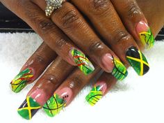 Nails Jamaica, Jamaican Colors, Stylish Nail Art, Fab Nails, Popular Nail Art, October Nails, Popular Nails