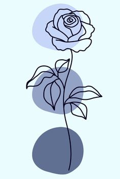 a drawing of a single rose on a green background