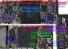 two pieces of electronic circuit board with text describing the parts in each section and description below