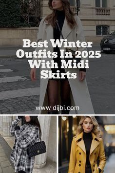 Winter Outfit With Coat, Leather Skirt Winter Outfit, Leather Skirt Winter, Midi Leather Skirt