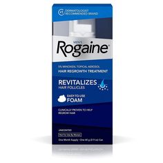 1-month supply of Men's Rogaine 5% Minoxidil Foam hair growth treatment to help treat hair loss, maintain hair density and allow for the regrowth of fuller hair Formulated with 5% Minoxidil, our fast-working hair regrowth treatment works to boost hair follicle activity and hair protein production and is clinically proven to regrow up to 25% more hair Men's hair growth treatment also contains botanical extracts and emollient to help maintain a healthy, conditioned scalp, plus alphahydroxy acid (A Mens Hair Regrowth, Plump Hair, Hair Regrowth Remedies, Hair Growth Secrets, Hair Protein, Hair Regrowth Treatments, Hair Thinning, Regrow Hair, Hair Follicles