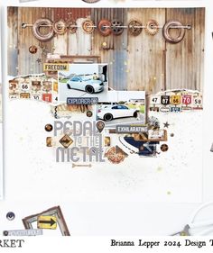 a collage of pictures with cars and other things on the side of it, including magnets