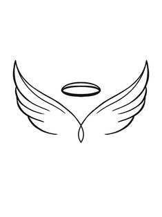 the outline of an angel's wings with a halo above it on a white background