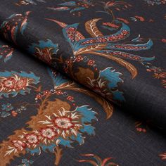 a blue and red floral print fabric