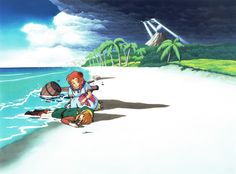 the legend of zelda is sitting on the beach