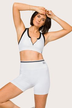 Alala women's barre seamless short in white with black details Functional White Athletic Shorts With Built-in Liner, White Compression Activewear With Built-in Shorts, White Yoga Activewear With Built-in Shorts, Functional White Activewear With Built-in Shorts, White High Stretch Breathable Activewear, White High-stretch Breathable Activewear, White Go-dry Functional Activewear, Functional White Go-dry Activewear, White Stretch Activewear With Seamless Construction