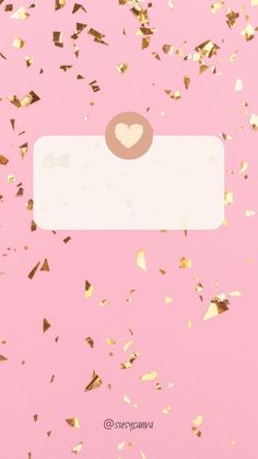 a pink background with gold confetti and a heart on the sign that says i love you