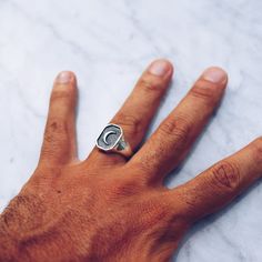 Celestial crescent moon sterling silver ring in both men and women's sizing. A crescent moon symbolizes a time of transition, creating a reminder of its ever-changing ways.Available in Brasshttps://etsy.me/3bqY9OnRing Size Available in all sizes. Please be sure to find your exact ring size for the finger you want before ordering. See image chart above or you can use the chart on my website as a guide - https://jewelrylab.co/pages/ring-sizing-tipsEvery piece is handcrafted in Bali and made with I Gold Pendants For Men, Silver Pinky Ring, Mens Pinky Ring, Crescent Moon Ring, Celestial Ring, Silver Rings Simple, Moon Ring, Mens Pendant, Moon Jewelry