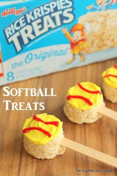 rice krispies treats are sitting on a wooden table