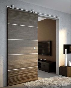 an open sliding door in a living room