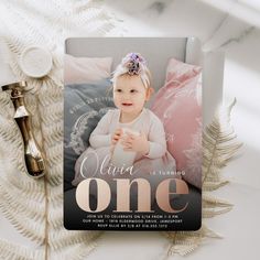 Rose Gold ONE First Birthday Party Photo Foil Invitation First Birthday Party Invitations, Block Typography, Elegant Birthday Invitations, Foil Invitations, Party Details, Photo Invitations, Birthday Invitations Girl