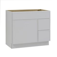 a white cabinet with two drawers and a sink