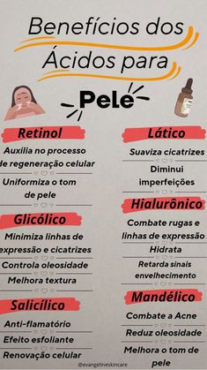 Benefícios dos Ácidos para a pele. Slimmer Face, Peinados Fáciles Para Cabello Corto, Diy Skin, Skin Tips, Natural Cosmetics, How To Make Hair, Face Care, Hair Skin, Skin Treatments