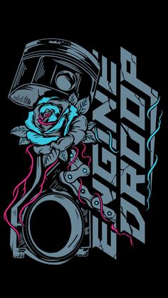 a black t - shirt with a blue rose on it and the words slow down