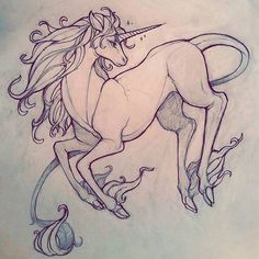 a pencil drawing of a unicorn on its hind legs