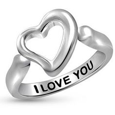 Have a secret (or not-so-secret) message you want to deliver to your sweetie? Of course, you could put the message in a special card or you could send it in a truly special way. This I Love You Engraved Heart Ring is a perfect way to let your special someone know how you really feel about them. This elegant ring features a cool design with a cut-out heart in the center and a loving message engraved on the inside of the band  I love you. It's the kind of gift that will last forever! Size: 9. Colo I Love You Ring, Friendship Ring, Walmart Jewelry, Friendship Rings, Silver Heart Ring, Heart Symbol, Elegant Ring, Single Earring, Sterling Silver Heart