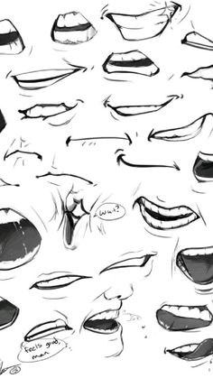 a bunch of different expressions drawn in black and white