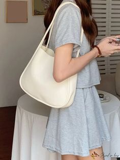 BirdinBag - Streamline Shoulder Bag featuring Inner Pouch Hobo Tote Bag With Mobile Phone Pocket For Errands, Large Capacity Solid Color Pouch Shoulder Bag, Versatile Cream Bag With Large Capacity, Cream Rectangular Baguette Bag For Everyday Use, Versatile Large Capacity Cream Bag, Rectangular Hobo Bag With Mobile Phone Bag For Shopping, Rectangular Hobo Bag With Mobile Phone Pocket For Shopping, Rectangular Hobo Bag With Mobile Phone Bag, Versatile Hobo Tote Bag With Phone Holder