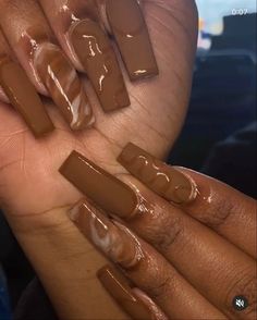 Nail Options, Nail Design Glitter, Brown Nail, Brown Acrylic, Bling Acrylic Nails