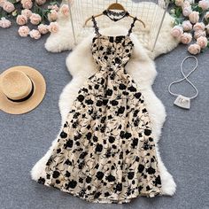 Vintage Black Floral Dress Summer Women Holiday Dress P224Fabric: blendedColor: AS PHOTOSize(cm): S,M,L,XL​S Bust 84 Waist 66 Skirt Length 108M Bust 88 Waist 70 Skirt Length 109L Bust 92 Waist 74 Skirt Length 110XL Bust 96 Waist 78 Skirt Length 110 Casual Black A-line Floral Dress, Black Floral Print Sundress For Party, Black Floral Print Party Sundress, Black A-line Midi Dress For Beach, Black A-line Beach Dress, Black Floral Midi Dress For The Beach, Black Floral Midi Dress For Beach, Fitted Black Floral Dress For Beach, Elegant Black Sleeveless Floral Dress