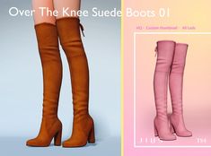 two pictures of boots with different colors and sizes, one in pink and the other in brown