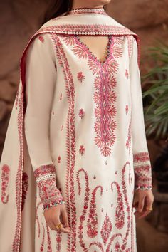 Brand: Zaha By Khadijah ShahProduct Code: ZL24-09A ELANIACollection: Zaha By Khadijah Shah Summer Lawn CollectionFabric: Lawn DESIGN DETAILS: Embroidered Front Center Panel (Lawn) 1 Piece Embroidered Front Left Side Panel (Lawn) 1 Piece Embroidered Front Right Side Panel (Lawn) 1 Piece Dyed Back (Lawn) 1 Piece Dyed Sleeves (Lawn) 1 Piece Embroidered Sleeves Patti (Lawn) 1 Meter Embroidered Hem Border 1 (Organza) 1 Meter Embroidered Hem Border 2 (Organza) 1 Meter Embroidered Duppata Centre (Voile) 2.66 Meters Embroidered Duppata Pallu Patti (Voile) 2.25 Meters Dyed Trouser (Cambric) 2 Meters Fabric details: Lawn, Organza, Voile, Cambric DISCLAIMER:* Lining, Laces, and Tassels are not included in unstitched variants.* Embellishment items in stitched outfits are subject to market availability Lawn Design, Pakistani Designer Clothes, Embroidered Hem, Summer Lawn, Eid Dresses, Embroidered Sleeves, Luxury Wear, Basic Wear, Fancy Dress Design