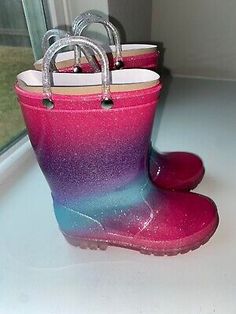 Girls Glitter Multi Colored Waterproof Rain Boots | eBay Fall Rain Boots, Fall Rain, Sales Girl, Houston Fashion, Handmade Kids, Waterproof Shoes, Bell Bottom Pants, Beauty Bar, Star Girl