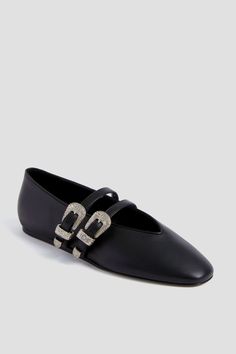 Black Claudia Western Leather Slippers | Le Monde Beryl Chic Flats, Western Buckles, Two Friends, Western Leather, Leather Slippers, Kids Sale, Classic Beauty, Traditional Techniques, The Spirit