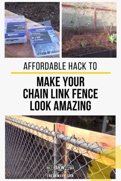 the front and back of a fence with text that reads, how to make your chain link fence look amazing