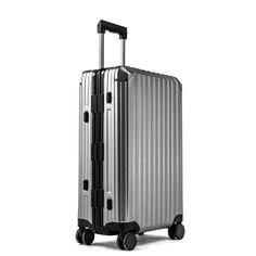 TREK Aluminum Suitcase Gunmetal | MVST Select Silver Rectangular Luggage With Sleeve, Aluminum Suitcase, Suitcase Cover, Tsa Approved, Leather Luggage Tags, Leather Luggage, On The Road, Seals, Aluminium Alloy