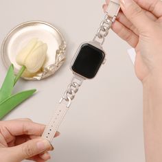 ✨Compatibility: The leather watch strap is fully compatible with Apple Watch models ranging from 38mm to 49mm, including Series 9, Series 8, Series 7, Series 6, Series 5, Series 4, Series 3, Series 2, Series 1, and Ultra SE. It serves as the perfect replacement for all iWatch wristbands. 💃Embraces an optimistic feminine style: This slim Apple watch strap features a smooth single-chain and leather combination design, seamlessly blending luxury and elegance. The extraordinary Apple Watch Ultra 2/ Silver Leather Strap Apple Watch Band For Everyday, Trendy Silver Watch Band With Leather Strap, Bracelet Apple Watch, Style Sportif, Apple Watch Bands Leather, Apple Watch Models, Watch Ultra, Leather Watch Strap, Apple Watch Strap