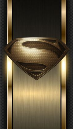 a gold and black background with a superman symbol