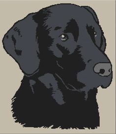 a black dog is shown in this cross stitch pattern